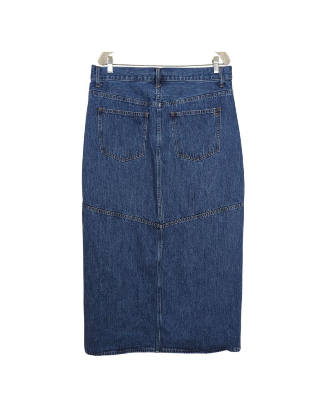 Madewell Denim Cotton Skirt Women’s Size 32 High Rise Front Slit Midi Blue Jean - Picture 3 of 12
